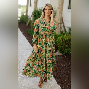 NEW BRITON COURT Jenny Maxi dress in Tropical Mirage Sz XL